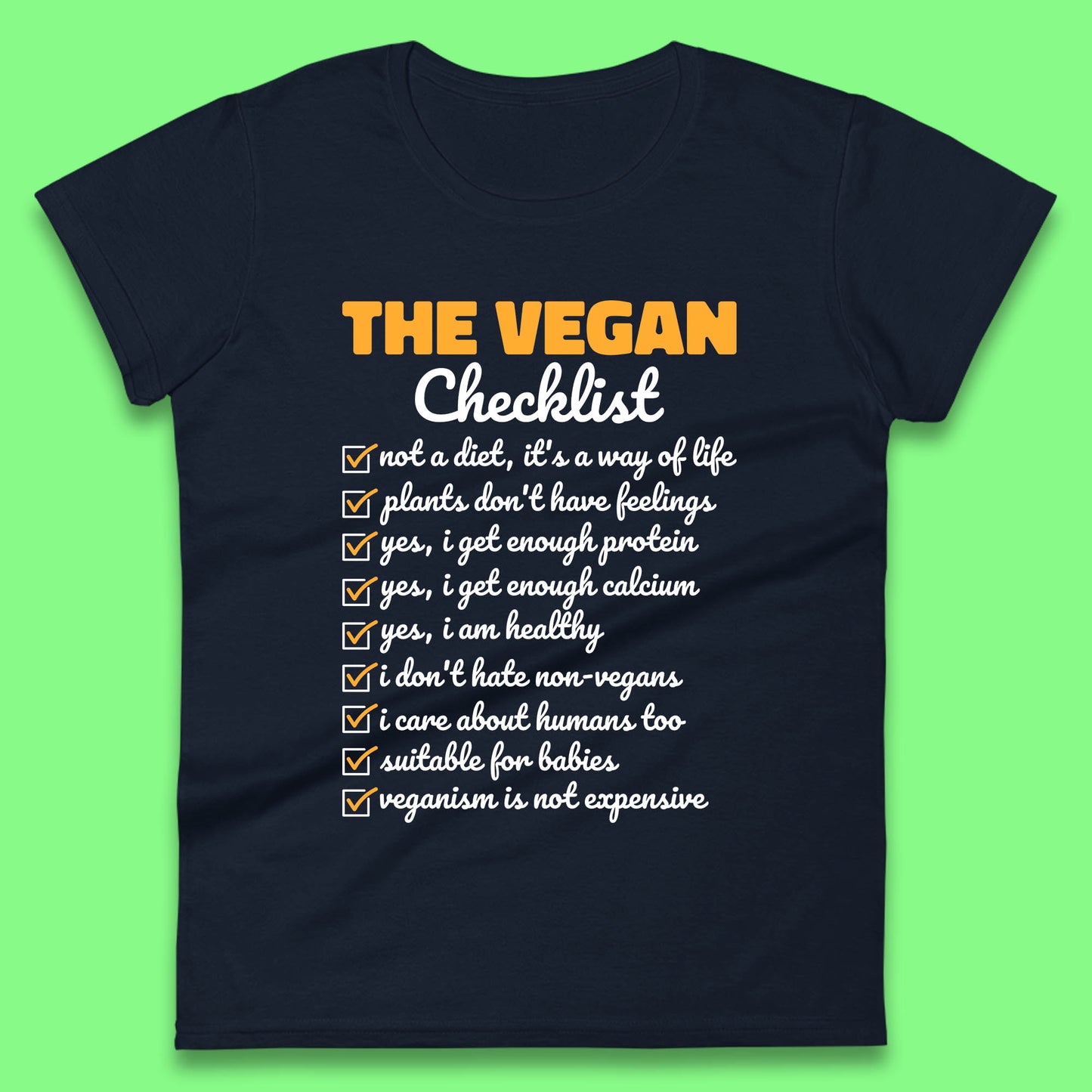 The Vegan Checklist Vegan Activism Funny Pro Vegetarian Checklist Womens Tee Top