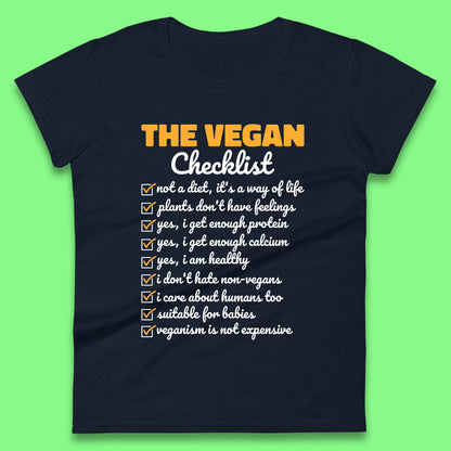 The Vegan Checklist Vegan Activism Funny Pro Vegetarian Checklist Womens Tee Top