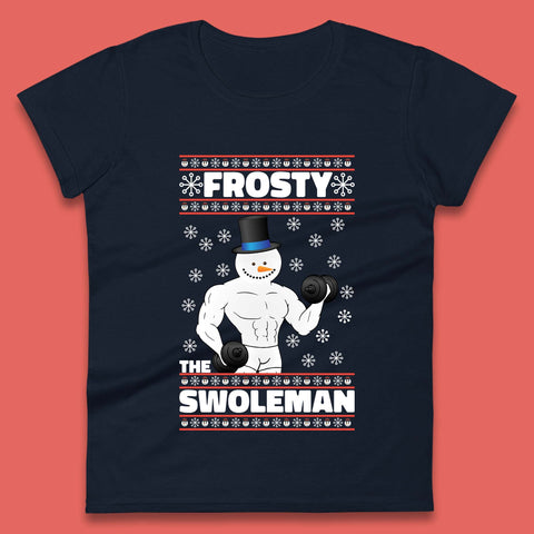 Frosty The Swoleman Christmas Gym Womens T-Shirt