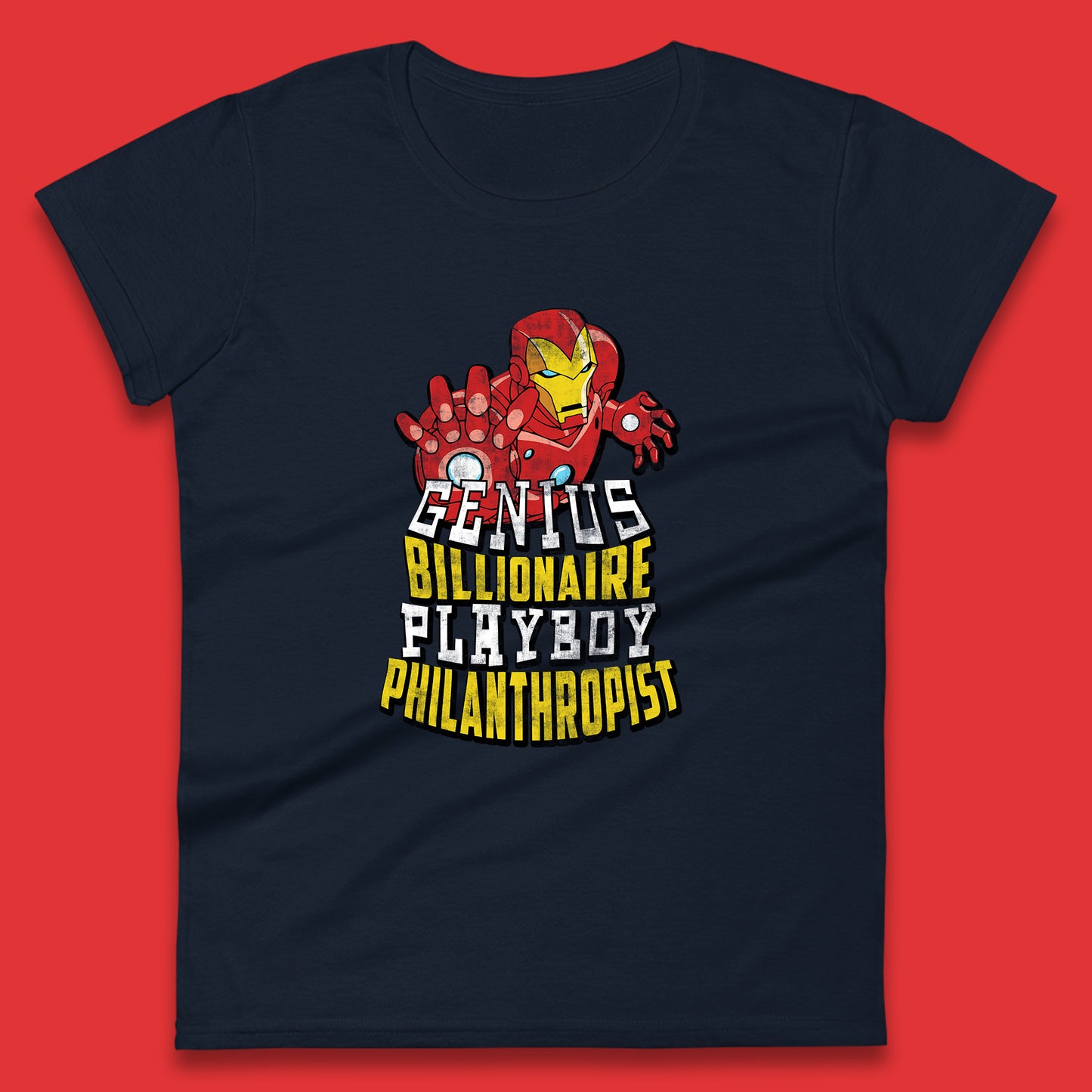 Tony Stark Quote Genius Billionaire Playboy Philanthropist Marvel Avenger Iron Man Superhero Movie Character Womens Tee Top