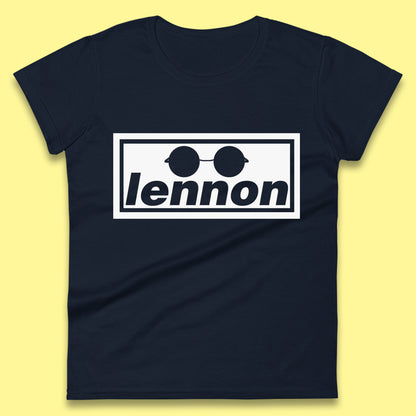 Lennon British Beatles Band John Lennon Singer Songwriter Musician Lennon Glasses Womens Tee Top