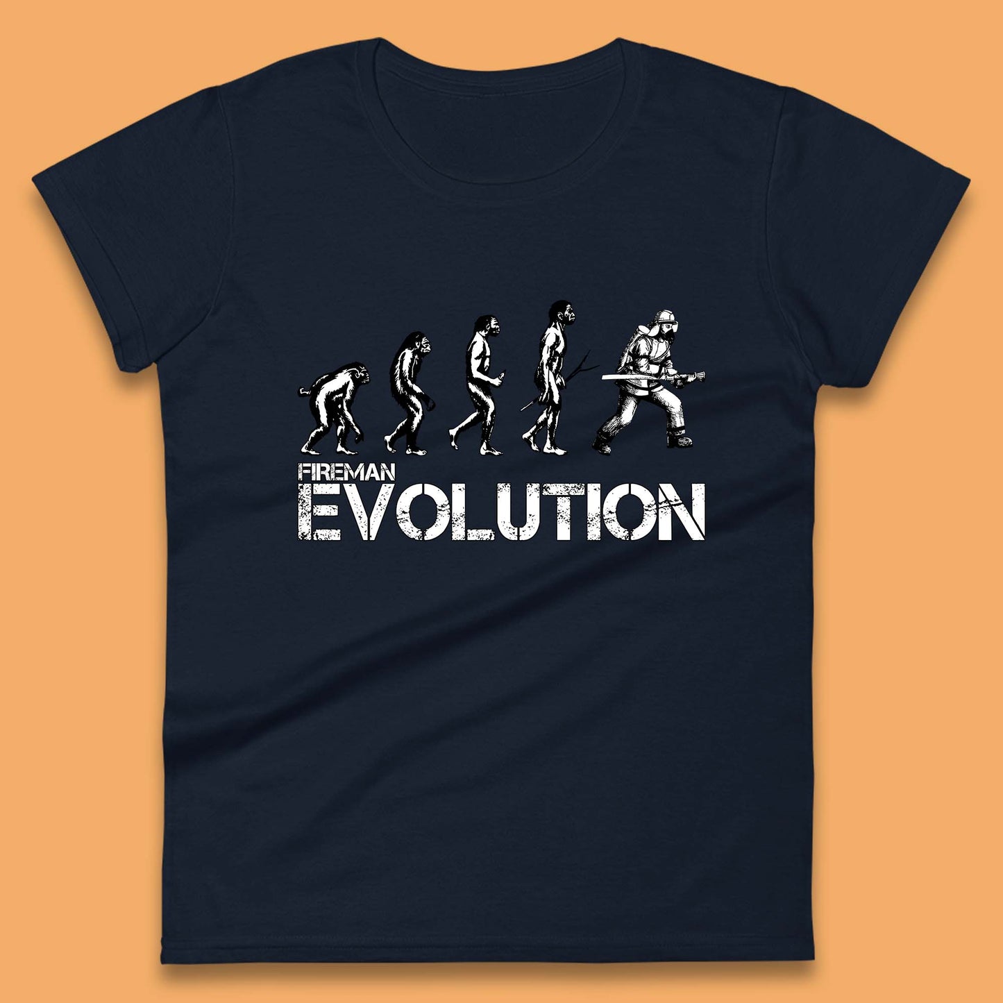 Fireman Evolution Funny Fire Brigade Service Firefighter Womens Tee Top