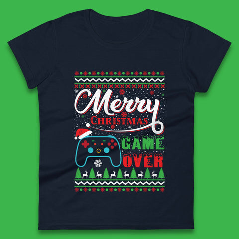 Merry Christmas Game Over Womens T-Shirt