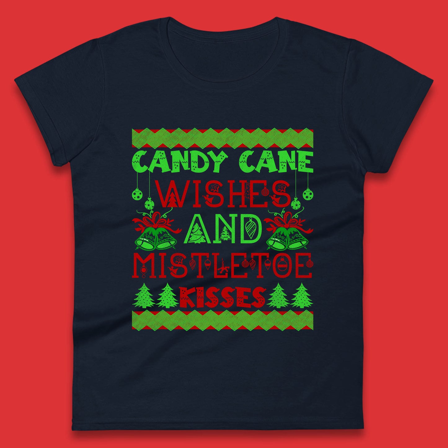 candy cane christmas womens t shirt