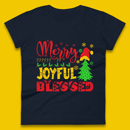 Merry Joyful Blessed Christmas Womens T-Shirt