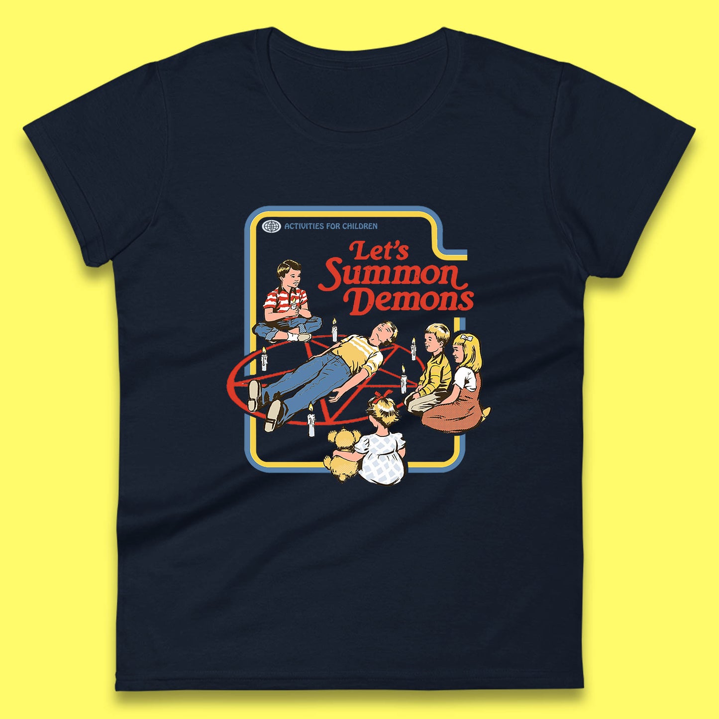 Let's Summon Demons Creepy Incantation Halloween Comic Funny Dark Humor Womens Tee Top