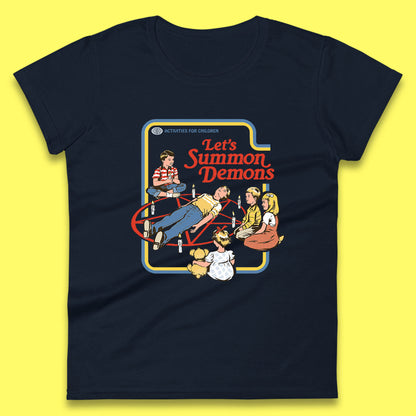 Let's Summon Demons Creepy Incantation Halloween Comic Funny Dark Humor Womens Tee Top