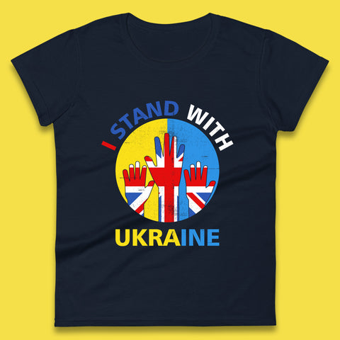 Peace Ukraine I Stand With Ukraine Ukrainian Support United Kingdom British Flag Womens Tee Top