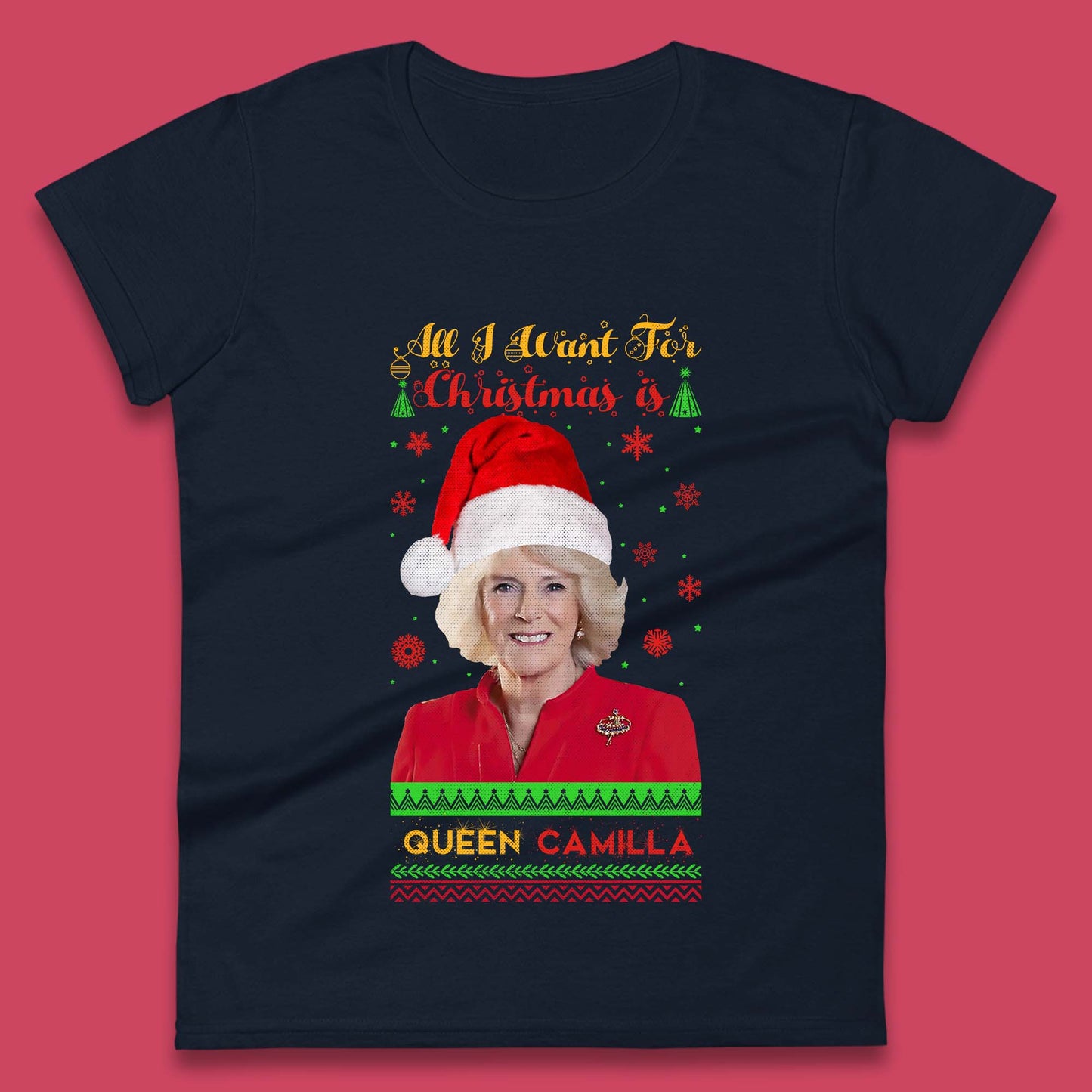 Queen Camilla Christmas Womens T-Shirt