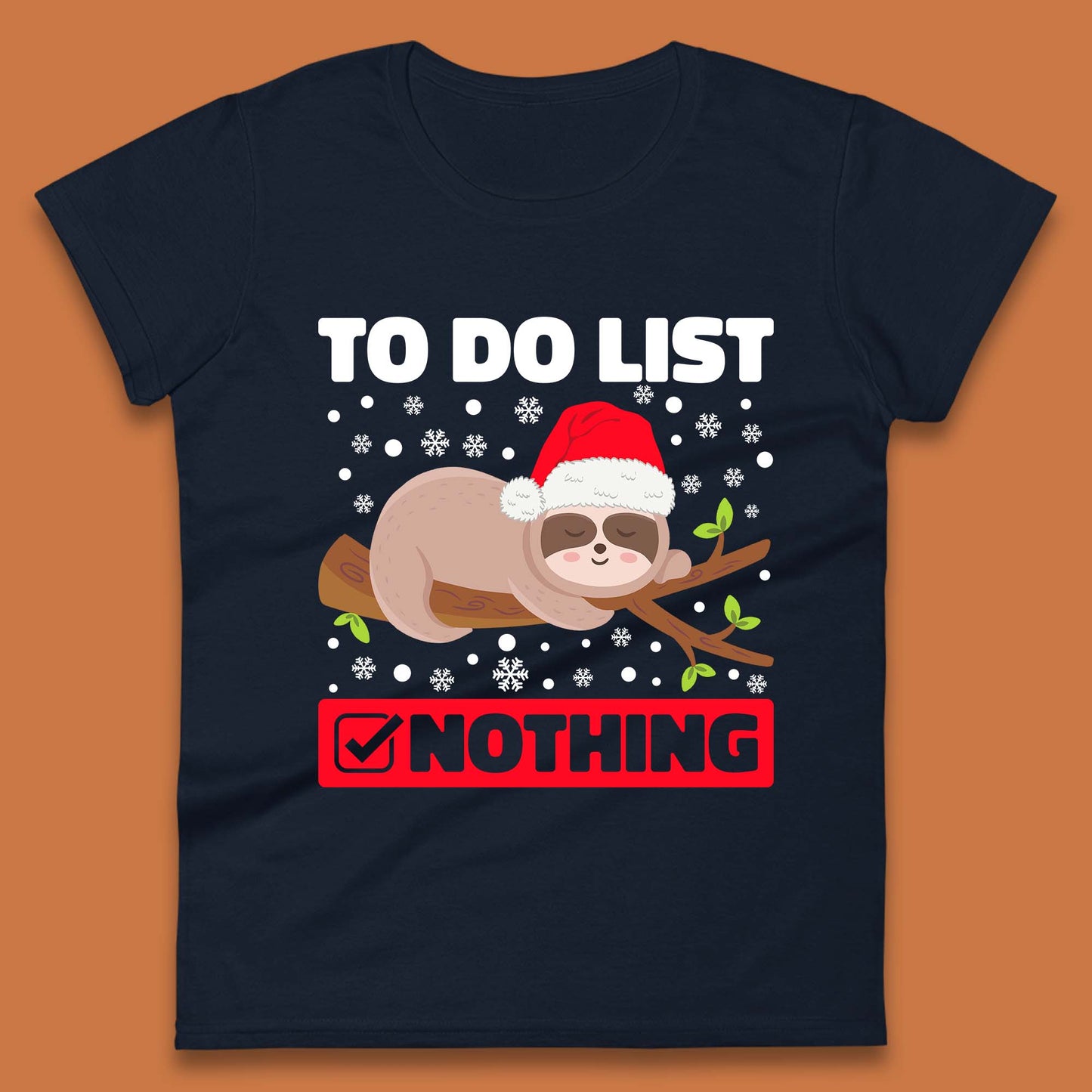 Lazy Sloth To Do List Christmas Womens T-Shirt