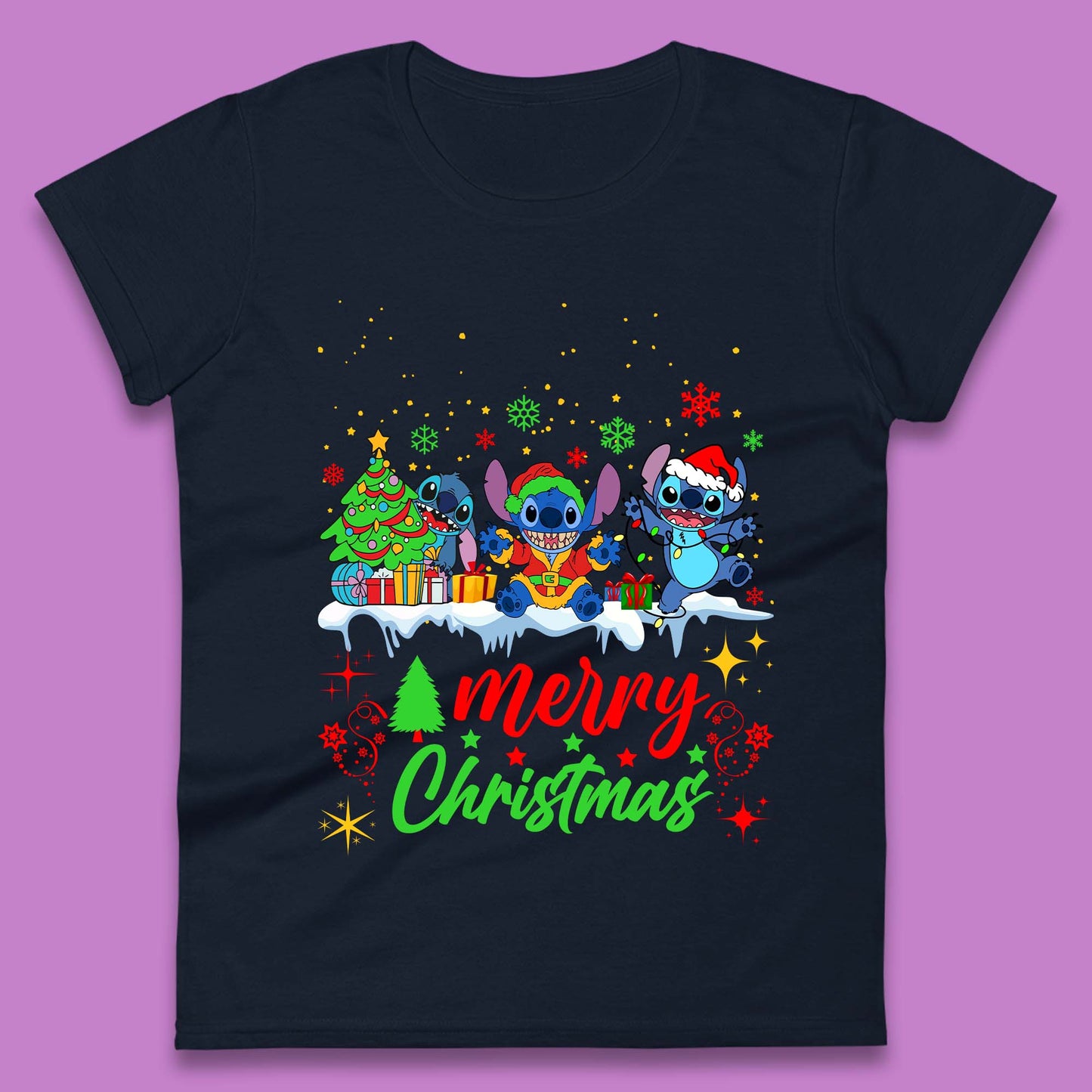Stitch Squad Christmas Womens T-Shirt