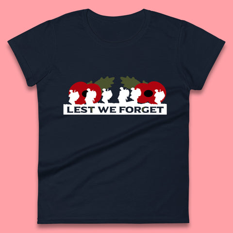 Lest We Forget Remembrance Day Armed Force Day Poppy Flower Soldiers Womens Tee Top