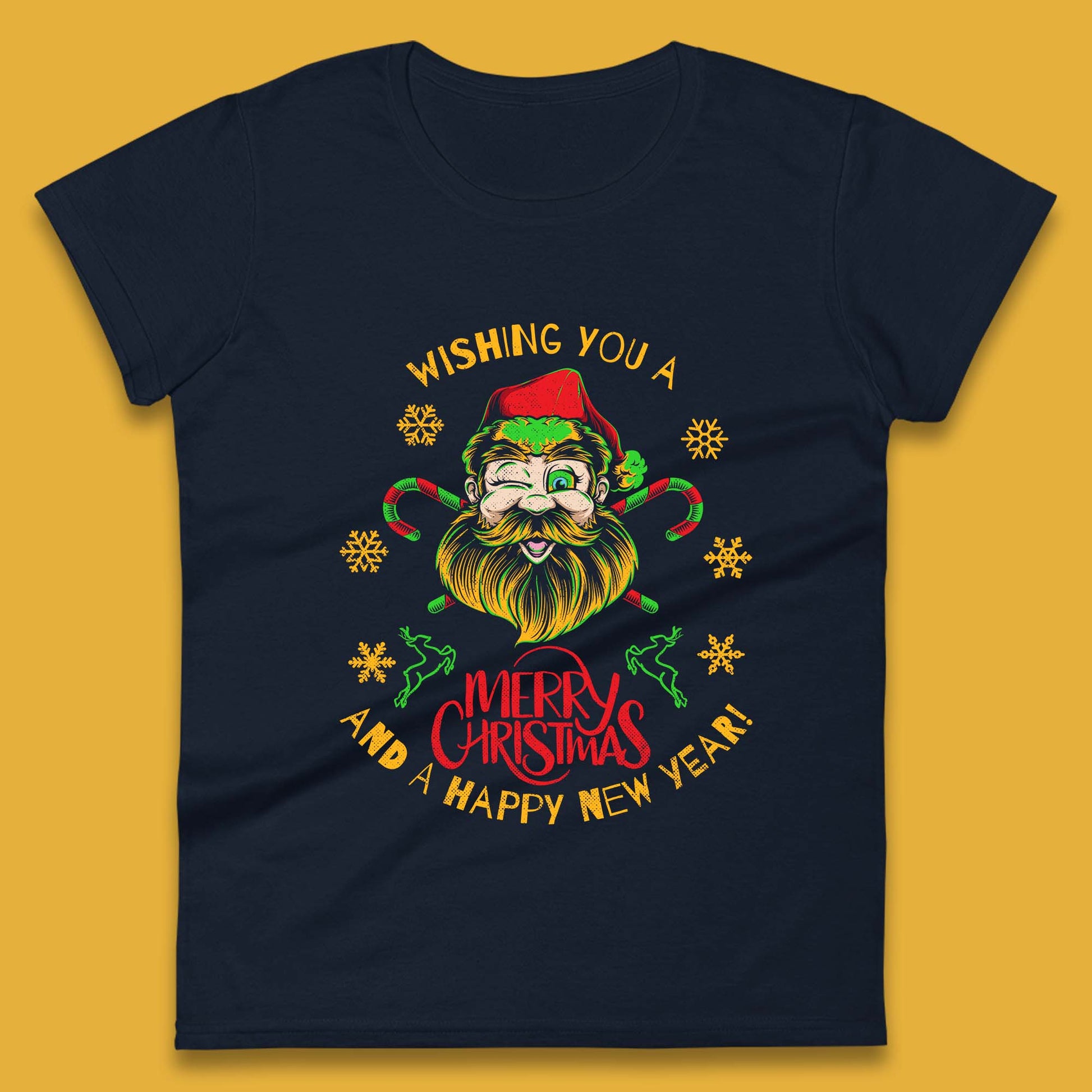 winking santa womens t shirt