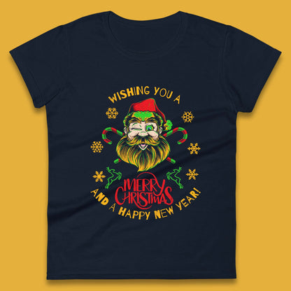 winking santa womens t shirt