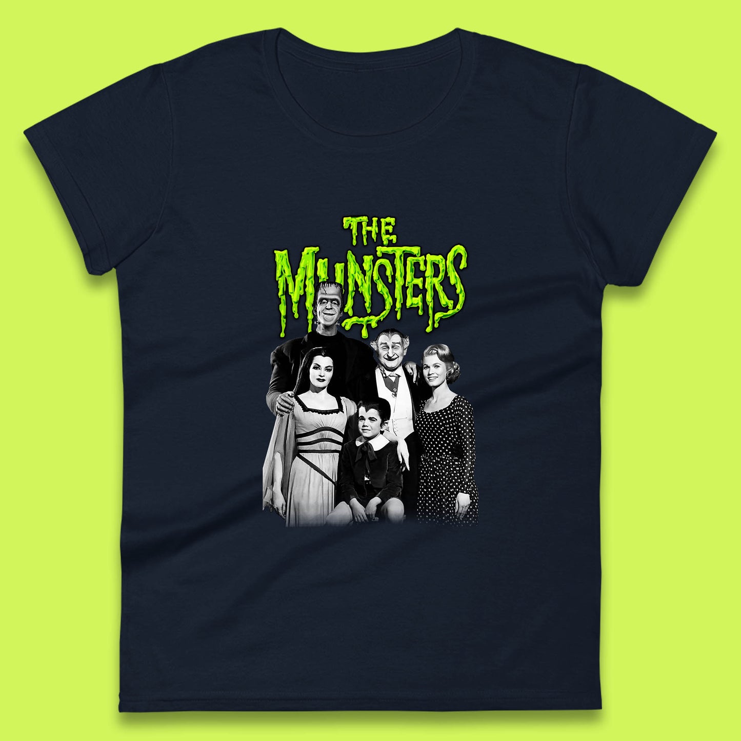 Vintage The Munsters Family TV Series Halloween Frankenstein Horror Scary Womens Tee Top