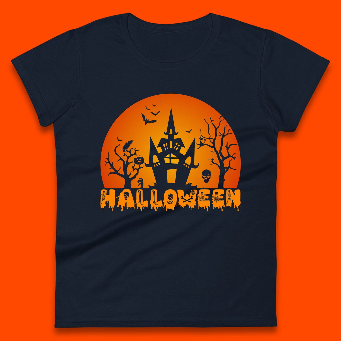 Halloween Horror Scary Hunted House Scary Spooky Night Festive Gift Womens Tee Top