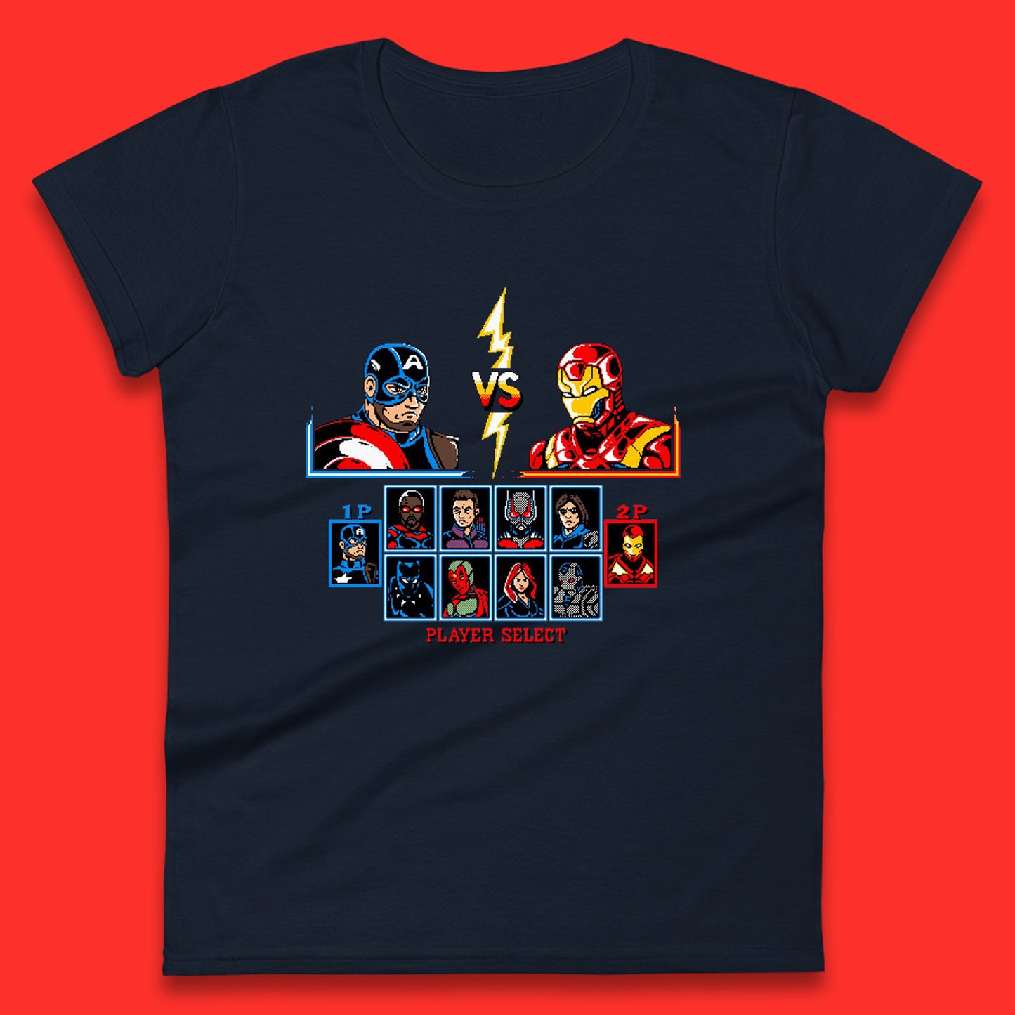 Captain America VS Iron Man Marvel Avengers Superheros Movie Character Panther Widow Thor Womens Tee Top