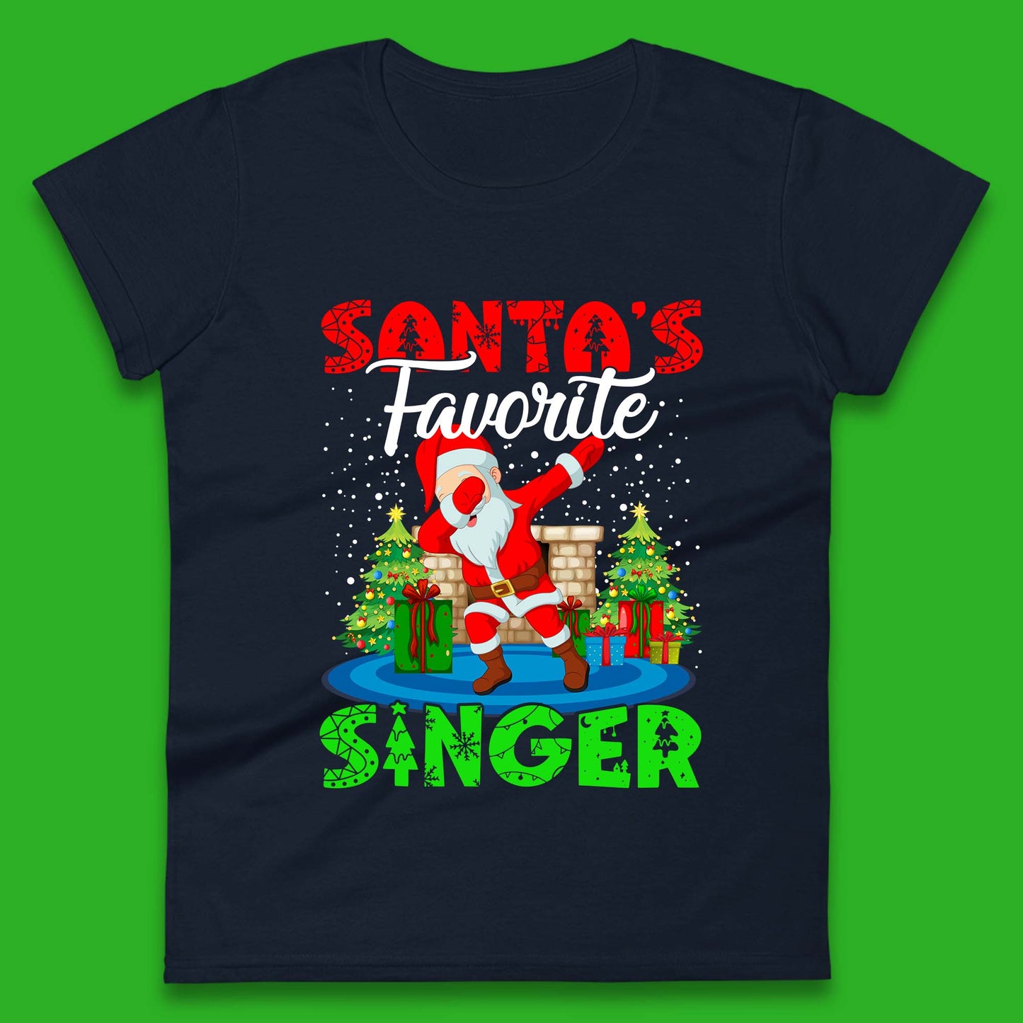 christmas dabbing santa womens top