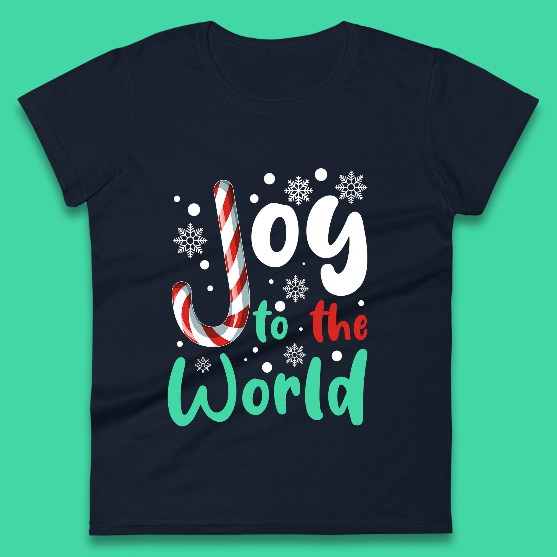 joy to the world christmas candy cane womens t shirt