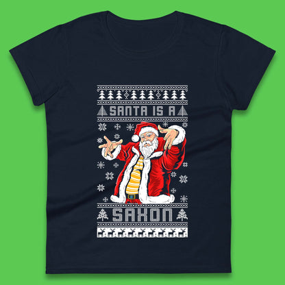 Santa is A Saxon Christmas Womens T-Shirt