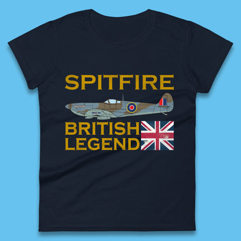 Supermarine Spitfire British Legend Fighter Aircraft Royal Air Force Spitfire WW2 Remembrance Day Womens Tee Top