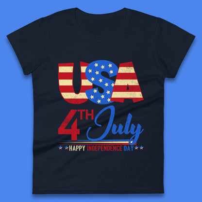 USA 4th July Happy Independence Day Celebration Patriotic Womens Tee Top