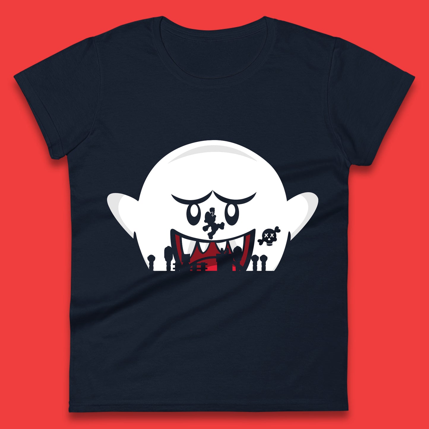 Super Mario Boo Trick Or Treat Halloween Nintendo Mario Iconic Ghost Boo Womens Tee Top
