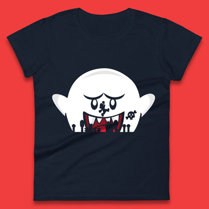 Super Mario Boo Trick Or Treat Halloween Nintendo Mario Iconic Ghost Boo Womens Tee Top
