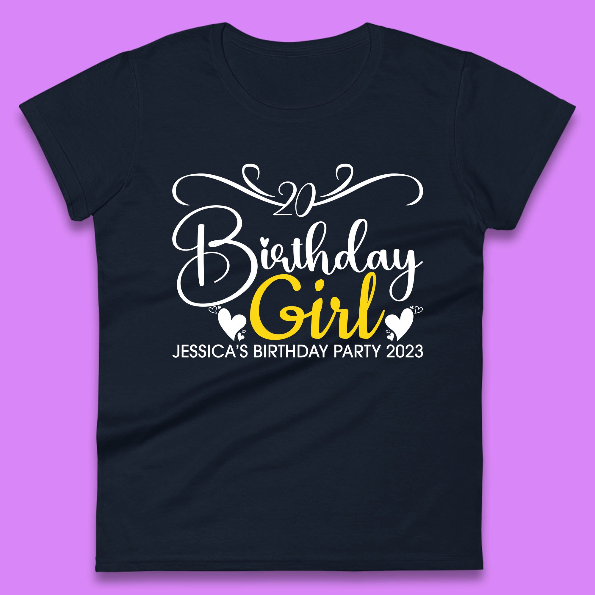Personalised Birthday Girl Your Name And Birthday Year Funny Birthday Party Womens Tee Top