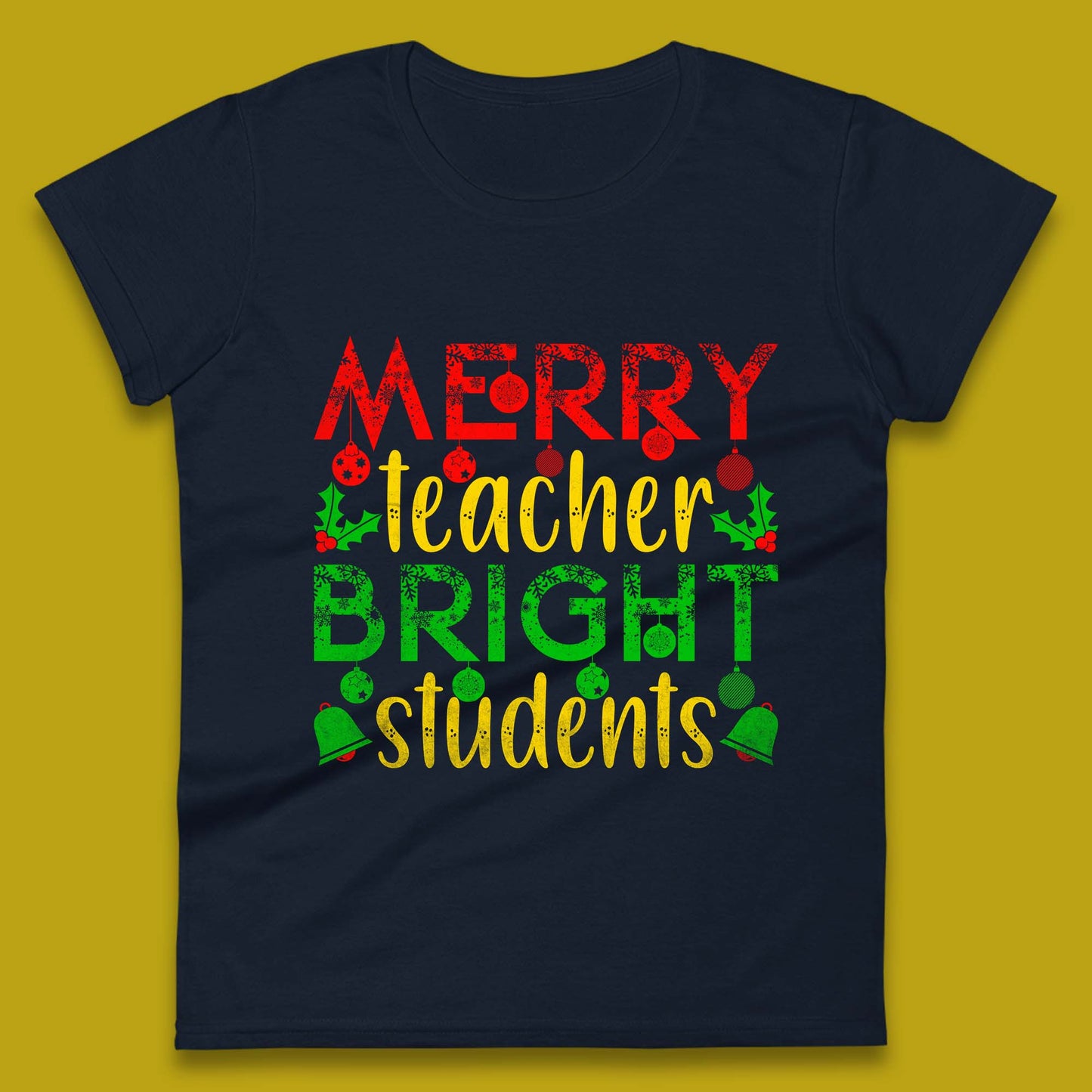 merry teacher bright students christmas womens t shirt