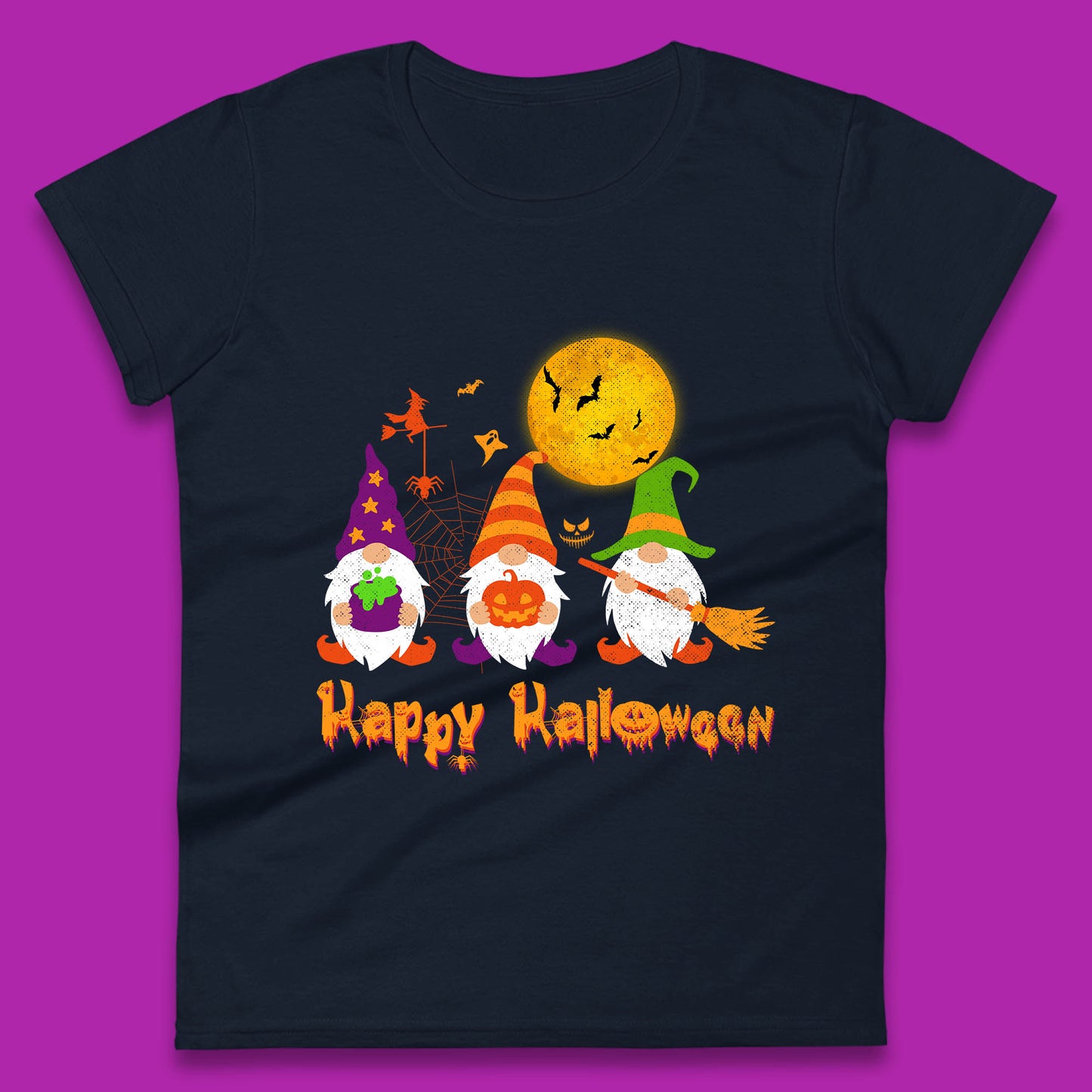 Happy Halloween Gnomies Spooky Witch Gnomes Scary Gnome Lover Womens Tee Top