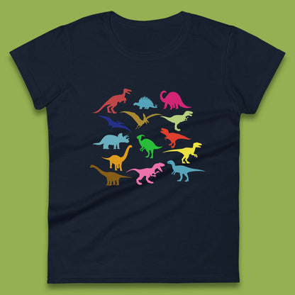Colourful Dinosaurs Dino Fossil Dinosaurs Wild Nature Prehistoric Paleontology Velociraptor Womens Tee Top