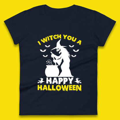 I Witch You A Happy Halloween Cauldron Potion Witch Horror Scary Spooky Season Womens Tee Top