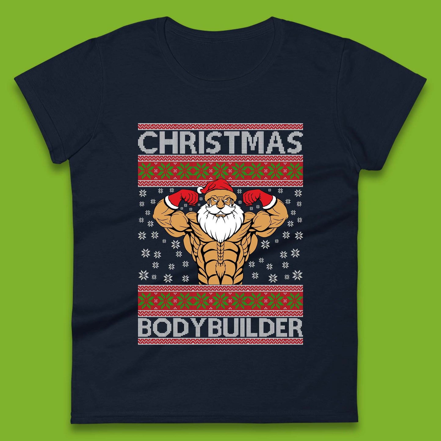 Ugly Christmas Bodybuilder Womens T-Shirt