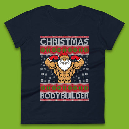 Ugly Christmas Bodybuilder Womens T-Shirt