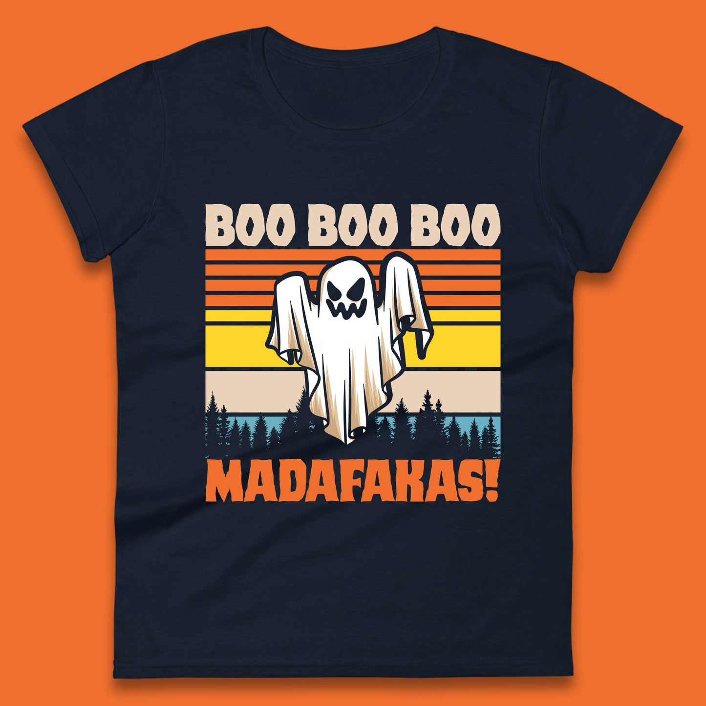 Ghost Say Boo Boo Boo Madafakas Halloween Vintage Horror Scary Boo Ghost Womens Tee Top