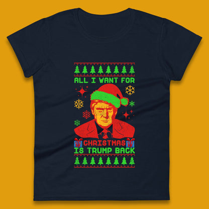 Trump Back Christmas Womens T-Shirt