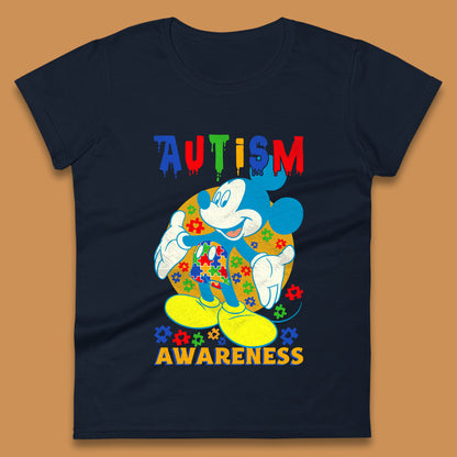 Autism Awareness Mickey Mouse Womens T-Shirt
