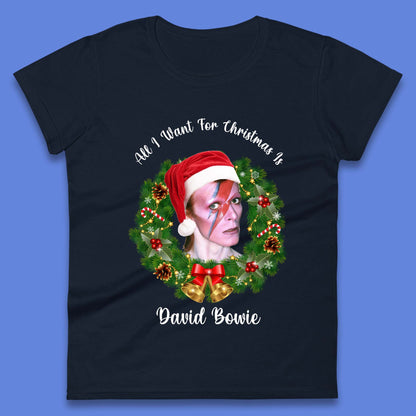 David Bowie Christmas Womens T-Shirt