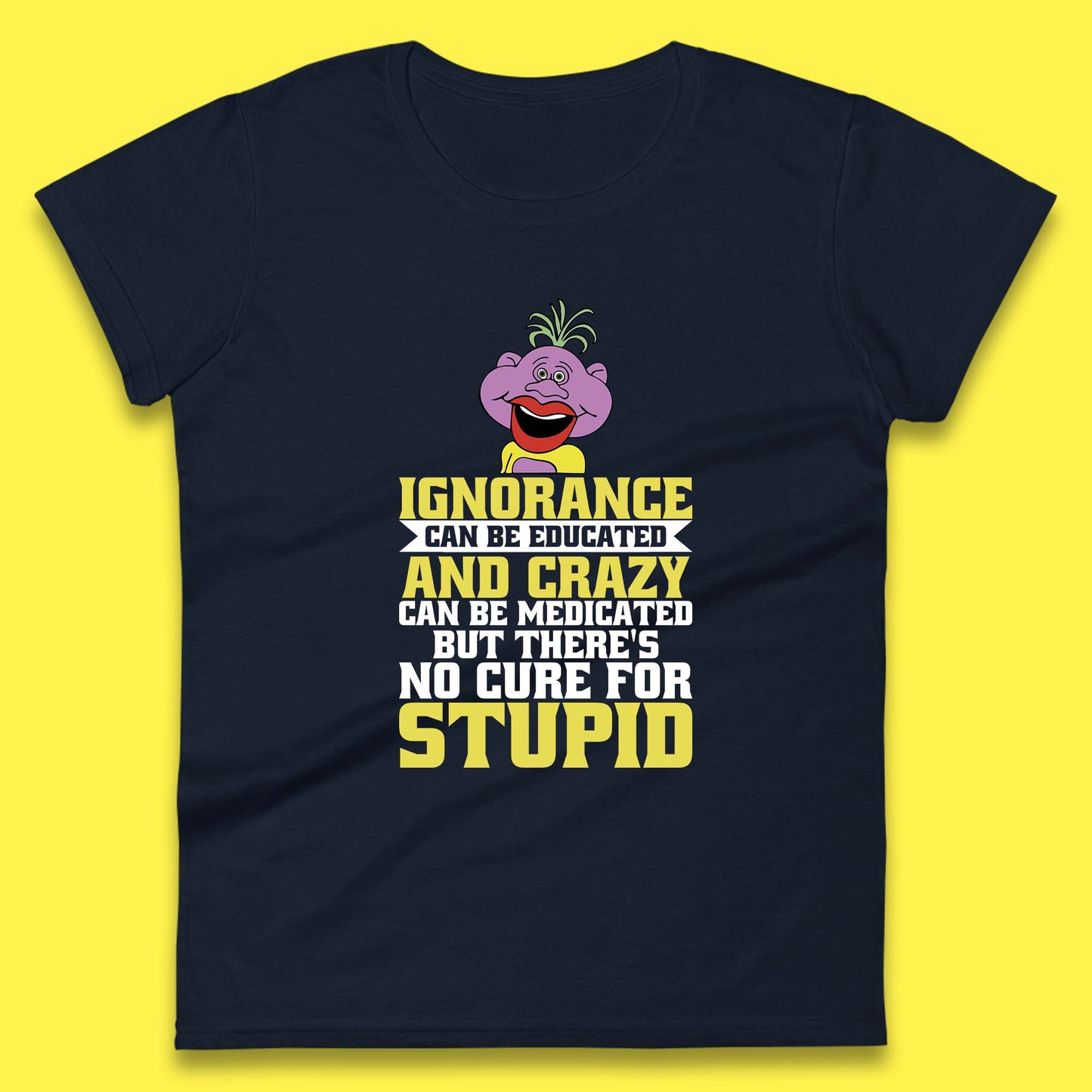 Ignorance Can Be Educated And Crazy Can Be Medicated But There's No Cure For Stupid Anonymous Quote Womens Tee Top