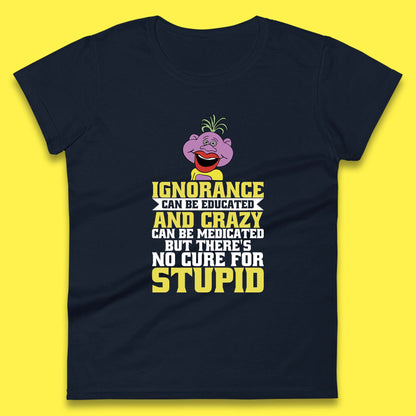 Ignorance Can Be Educated And Crazy Can Be Medicated But There's No Cure For Stupid Anonymous Quote Womens Tee Top