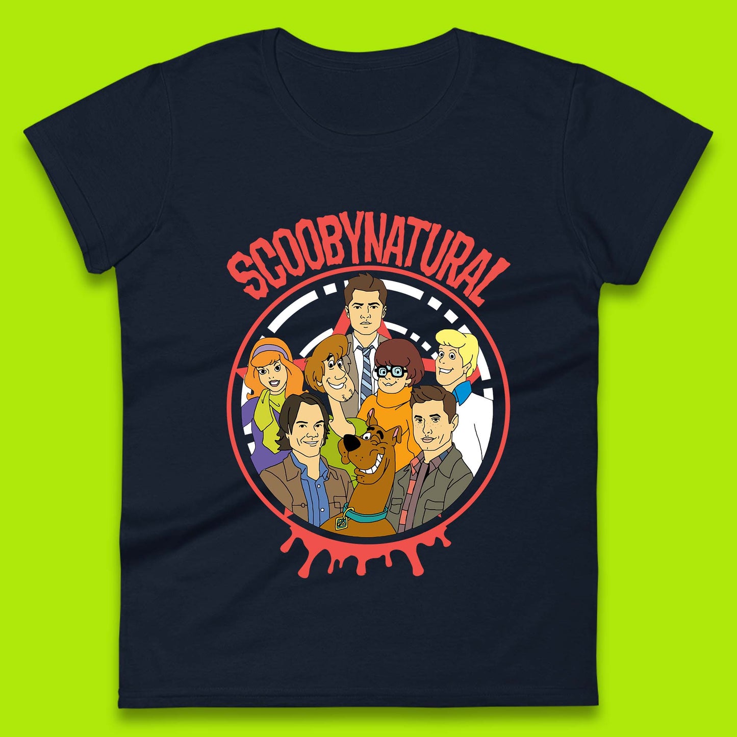 Scooby-Doo Scoobynatural Mash Up Group Shot Poster Happy Halloween Womens Tee Top