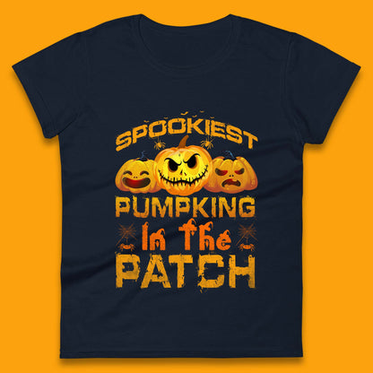 Spookiest Pumpkin In The Patch Spooky Season Happy Halloween Womens Tee Top