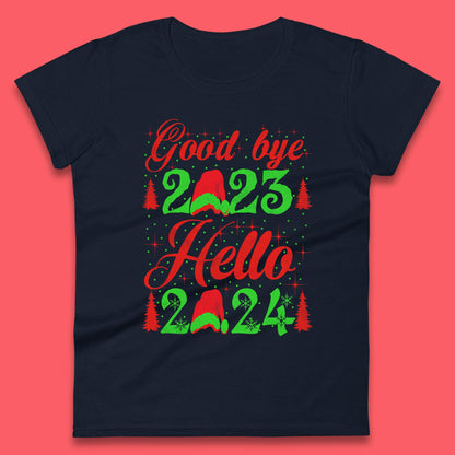 Good Bye 2023 Hello 2024 Merry Christmas Happy New Year Xmas Festive Celebration Womens Tee Top