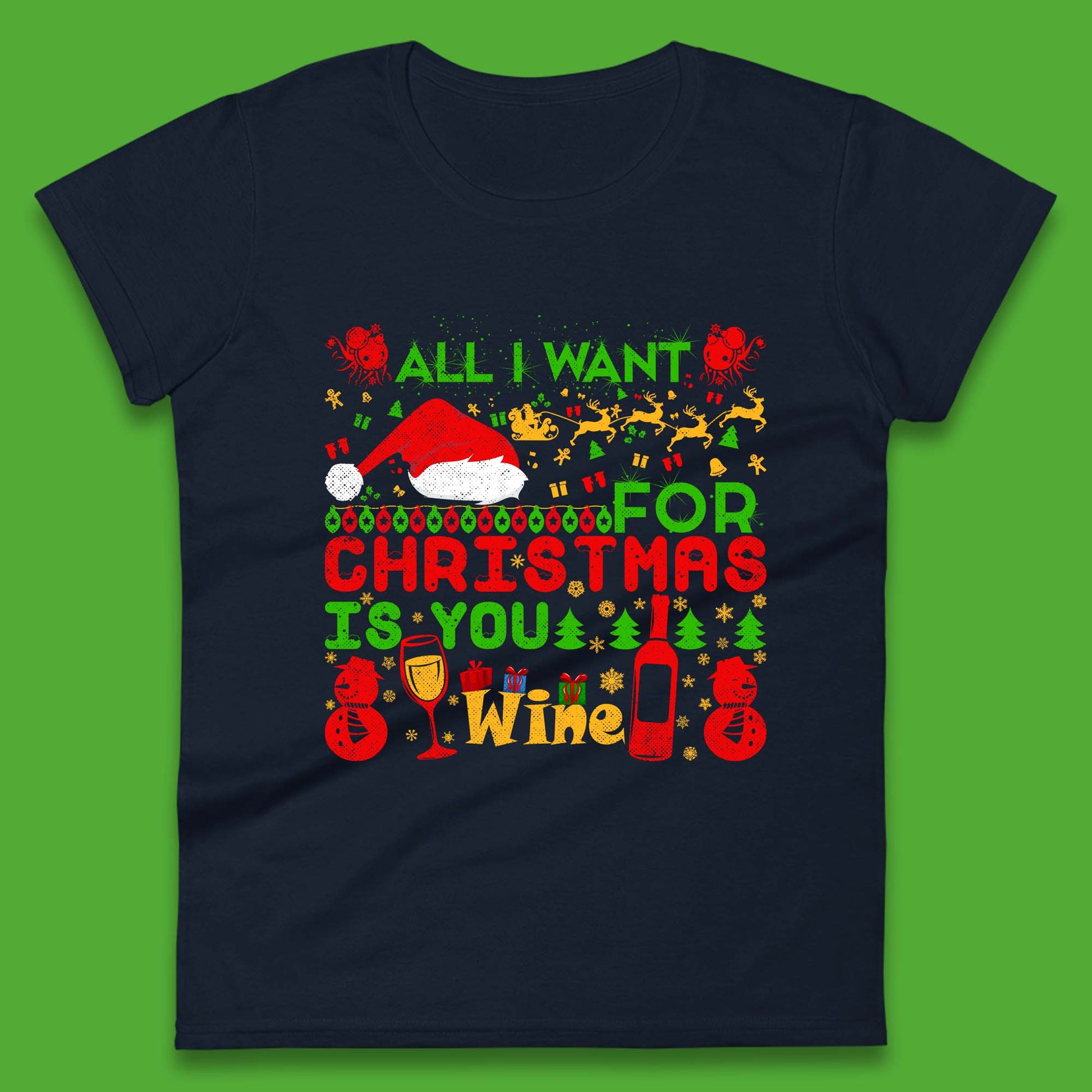 christmas wine womens t shirt
