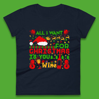 christmas wine womens t shirt