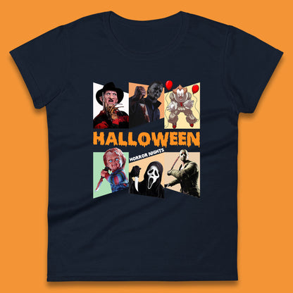 Halloween Horror Nights Horror Movie Characters Halloween Villians Serial Killers Womens Tee Top