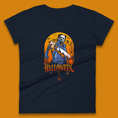 Halloween Michael Myers Holding Bloody Knife Halloween Serial Killer Horror Movie Character Womens Tee Top