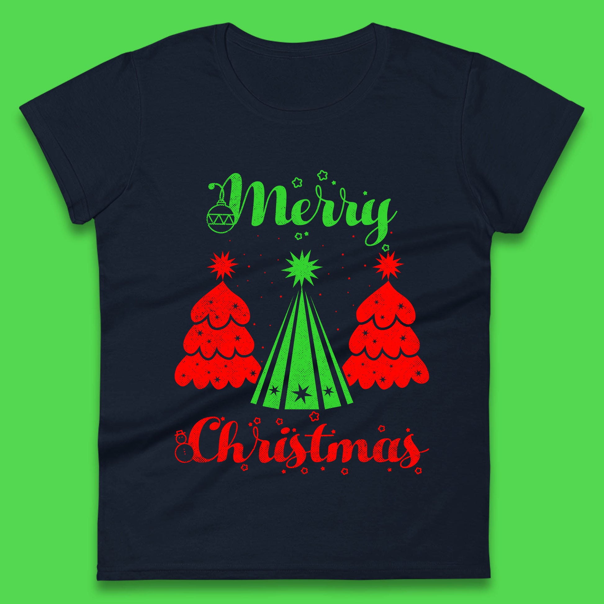 merry christmas tree womens t shirt