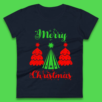 merry christmas tree womens t shirt